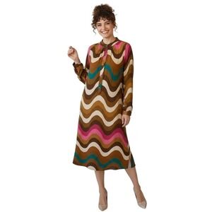 Golly Italy Women's Boho Festival Casual  Maxi Dress Wavy Print Size U One Size